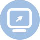White desktop icon with a cursor on a blue circle
