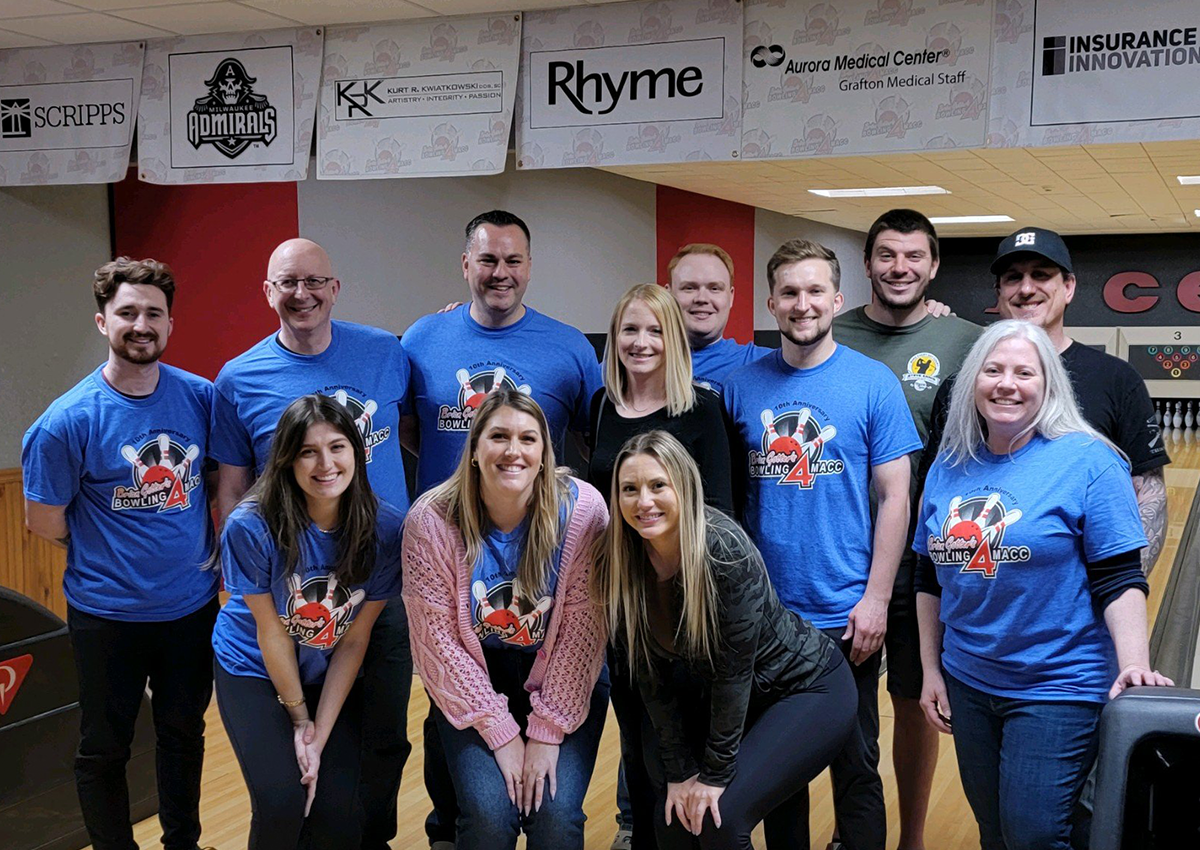Group of Rhyme Employees at Bowl For Kids Sake Cancer Fundraiser