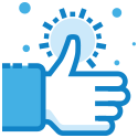 Blue hand with thumb up depicting integrity
