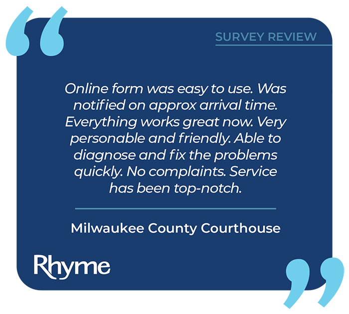 Rhyme customer service survey review