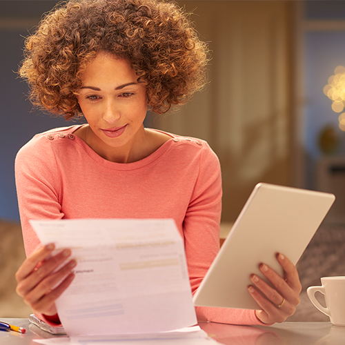 Employee viewing a document on a tablet that was uploaded using Xerox CapturePoint